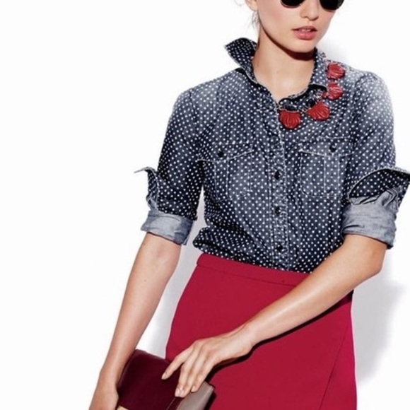 J. Crew Tops - J. Crew Star Dot Chambray Button Up